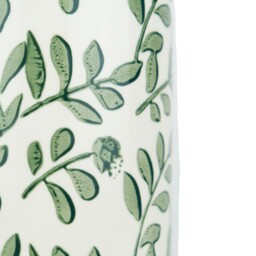 White Fabric Shade Green Botanical Ceramic Table Lamp - thumbnail 3