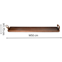 Ivyline Harvey Walnut Wooden Candle Tray with Leather Handles - thumbnail 4