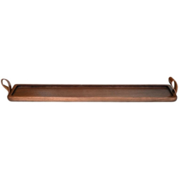 Ivyline Harvey Walnut Wooden Candle Tray with Leather Handles