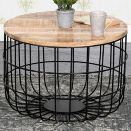 Brooklyn Surrey Solid Wood and Metal Wire Coffee Table