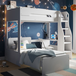 Flair Cosmic White Wooden L-Shaped Bunk Bed
