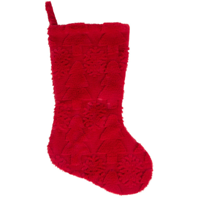 Christmas Tree Red Embossed Christmas Stocking - image 1