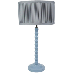 ValueLights Bobbins Pleated Drum Shade Powder Blue LED Table Lamp