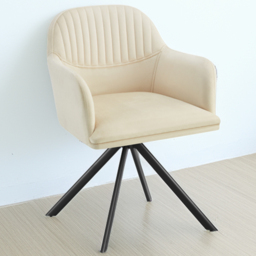tectake Cream Black Velvet Swivel Accent Armchair Set of 4