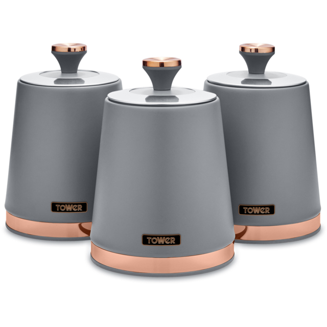 Tower 3 Piece Cavaletto Grey Canister Set - image 1