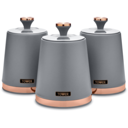 Tower 3 Piece Cavaletto Grey Canister Set - thumbnail 1
