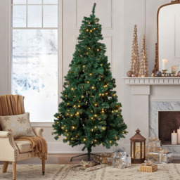 Living and Home Pre-Lit 300 Warm White LED Artificial Christmas Tree with Metal Stand 6.9ft - thumbnail 2