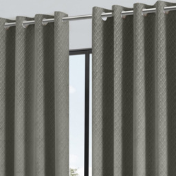 Alan Symonds Temple Velvet Blackout Ring Top Eyelet Curtains Silver 168 x 137cm - thumbnail 2