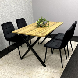 Kosy Koala 4 Seater MDF and Velvet Dining Table Set Black