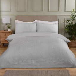 Waffle Block Duvet Set Silver Superking - thumbnail 1