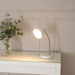 ValueLights Keela White Adjustable Flexi Neck LED Desk Table Lamp - thumbnail 2