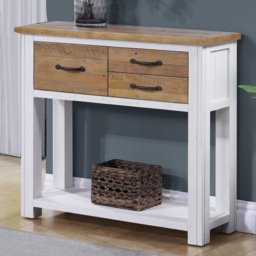 Baumhaus Splash of White 3 Drawer Single Shelf White Small Console Table - thumbnail 1