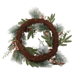 Frosted Green Dusky Rose Bauble Christmas Wreath 61cm - thumbnail 4