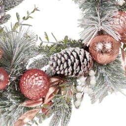 Frosted Green Dusky Rose Bauble Christmas Wreath 61cm - thumbnail 2