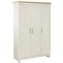 Highgate 3 Door Cream and Oak Wardrobe - thumbnail 2