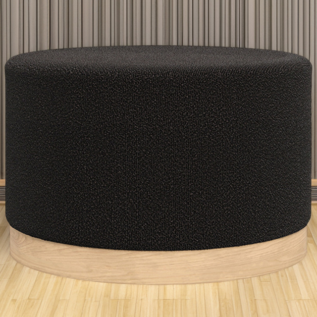 Lara Black Boucle Large Pouffe - image 1