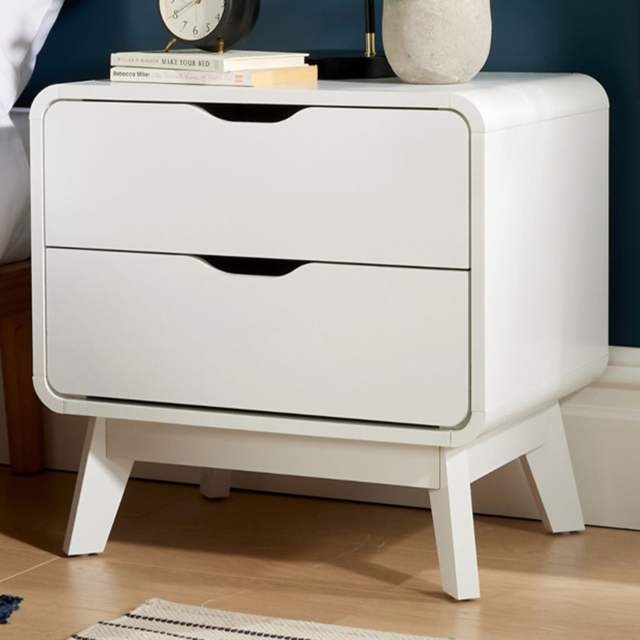 Home Source Nordica White 2 Drawer Bedside - image 1