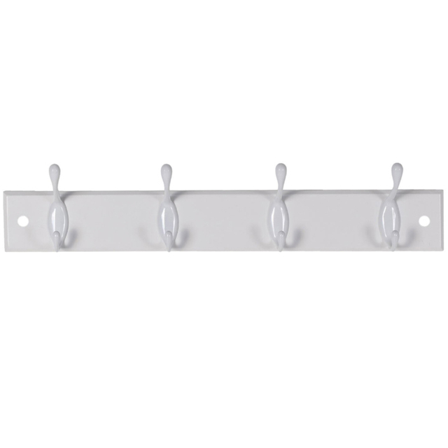 Decorails White 4 Double Hook Key Tidy Rail