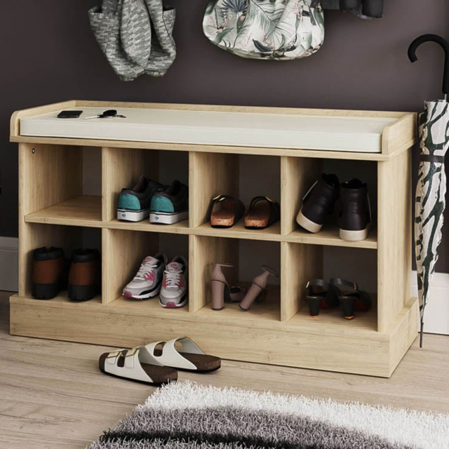 GFW Kempton 2 Tier Oak Shoe Bench - image 1