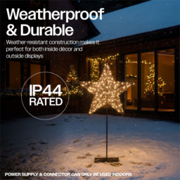 Xmas Haus 100 Warm White LED Black Star on Stand Christmas Decoration 41 x 66cm - thumbnail 3