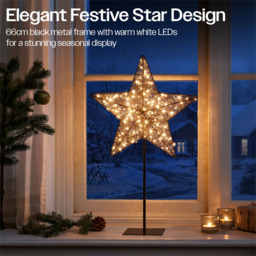 Xmas Haus 100 Warm White LED Black Star on Stand Christmas Decoration 41 x 66cm - thumbnail 2