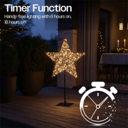 Xmas Haus 100 Warm White LED Black Star on Stand Christmas Decoration 41 x 66cm - thumbnail 4