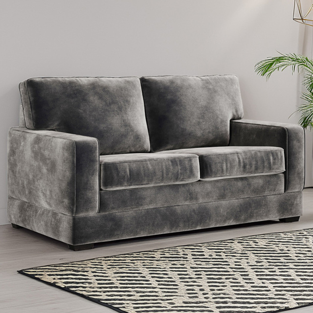 Jay-Be Urban 2 Seater Luxe Velvet Steel Sofa Bed with e-Pocket Mattress - image 1
