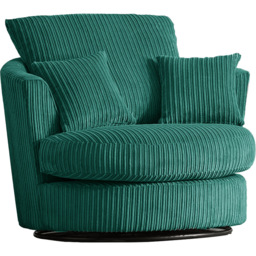 Luxor Teal Jumbo Cord Fabric Swivel Chair - thumbnail 2
