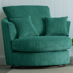 Luxor Teal Jumbo Cord Fabric Swivel Chair - thumbnail 1