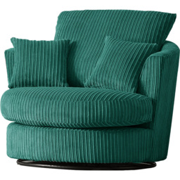 Luxor Teal Jumbo Cord Fabric Swivel Chair - thumbnail 3