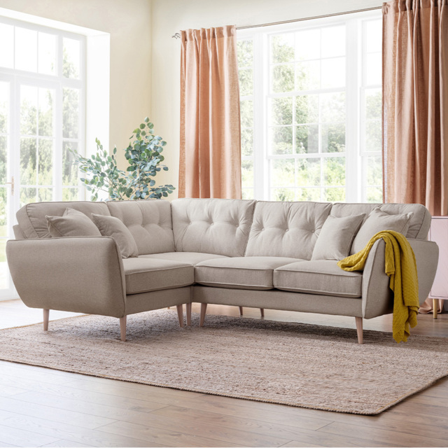 Opry Faro 4 Seater Button Back Beige Right Hand Corner Sofa - image 1