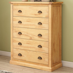 Cabinet Bits Lucca 5 Drawer Chest of Drawers with Brass Cup Handle
