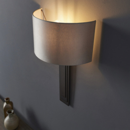 Merano Olbia Brushed Bronze Mink Satin Fabric Wall Lamp - thumbnail 4