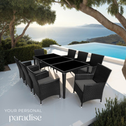 tectake Menorca 8 Seater Black Garden Dining Table - thumbnail 3