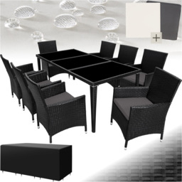 tectake Menorca 8 Seater Black Garden Dining Table - thumbnail 2