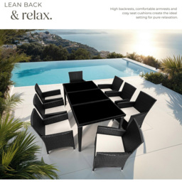 tectake Menorca 8 Seater Black Garden Dining Table - thumbnail 4