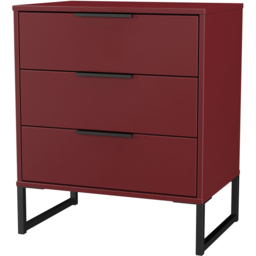 Crowndale Hong Kong 3 Drawer Red Matt Midi Chest of Drawers Ready Assembled - thumbnail 2