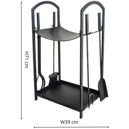 Ivyline Curved Black Metal Log Holder with Companion Set 71 x 39cm - thumbnail 4