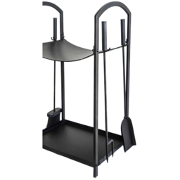 Ivyline Curved Black Metal Log Holder with Companion Set 71 x 39cm - thumbnail 3