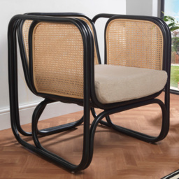 Desser Iconic Black Latte Fabric Rattan Chair