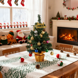 Living and Home Mini Artificial Christmas Tree with LED String Light and Baubles 54.5cm - thumbnail 2