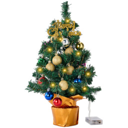 Living and Home Mini Artificial Christmas Tree with LED String Light and Baubles 54.5cm - thumbnail 1
