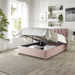 Catherine Lansfield Boutique Double Blush Velvet Ottoman Bed - thumbnail 4