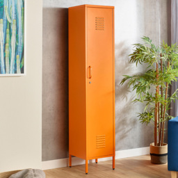 MMT Furniture Designs Single Door Orange Metal Tall Locker Cabinet