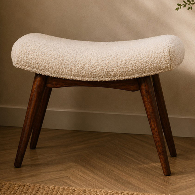 Artisan Furniture Honey Caramel and Cream Single Seater Solid Wood Curved Bench - image 1