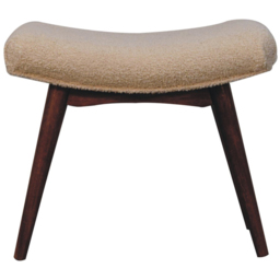Artisan Furniture Honey Caramel and Cream Single Seater Solid Wood Curved Bench - thumbnail 2