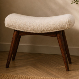 Artisan Furniture Honey Caramel and Cream Single Seater Solid Wood Curved Bench