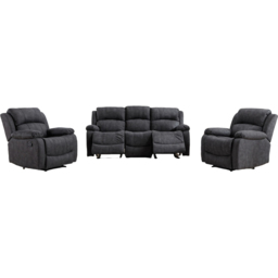 Furniture One 5 Seater Grey Manual Recliner Sofa Set - thumbnail 2
