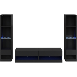 GFW Galicia 10 Shelf Black Wall Mounted LED Full Media Set - thumbnail 2