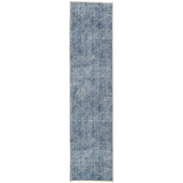 Kukoon Geometric Distressed Denim Blue Rug 60 x 240cm - image 1